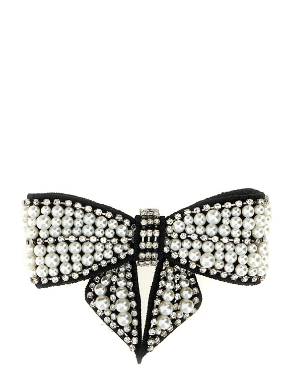 'Black Pearl Satin Bow' hair clip #1