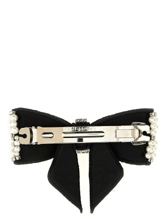 'Black Pearl Satin Bow' hair clip #