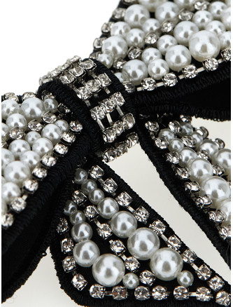 'Black Pearl Satin Bow' hair clip #