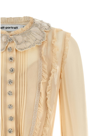 'Tan Pleated Georgette Mini' dress #