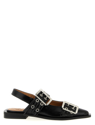 'Black Feminine Buckle' slingback