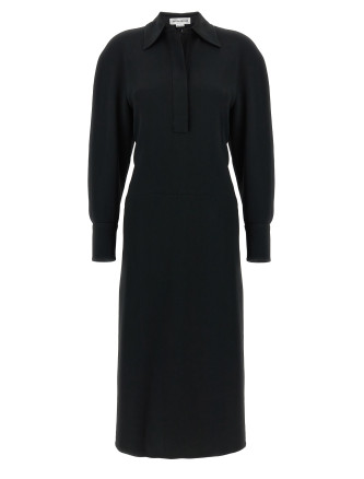 'Long Sleeve Polo Collar Midi' dress