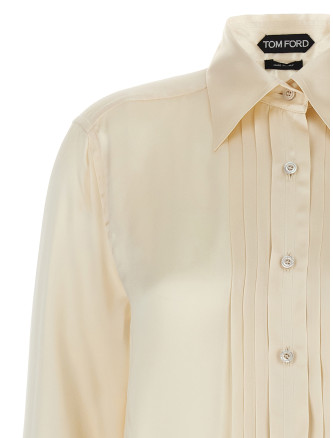 Pleated plastron shirt #