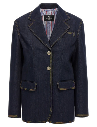 Single-breasted denim blazer