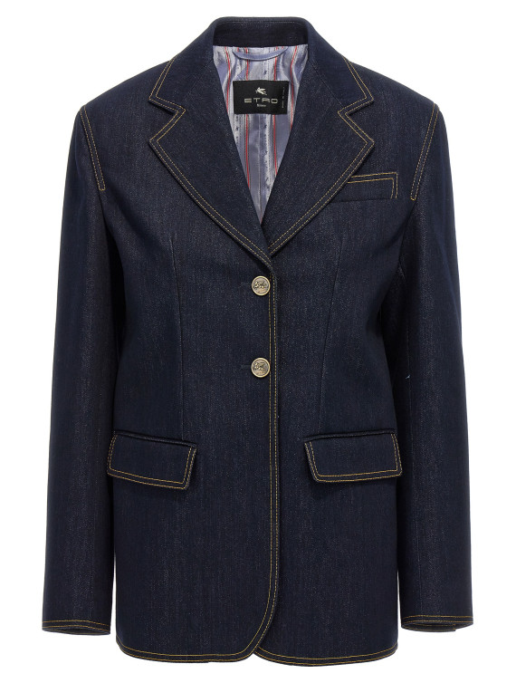 Single-breasted denim blazer #1