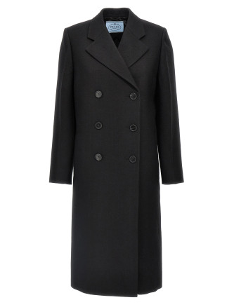 Satin insert double-breasted coat