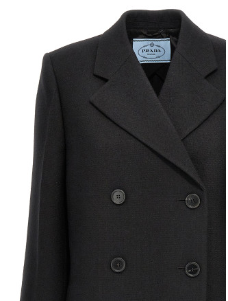 Satin insert double-breasted coat #