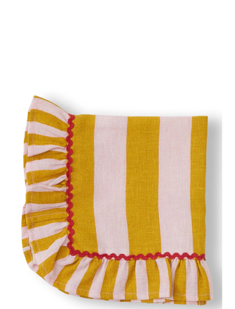Striped tablecloth ruffle