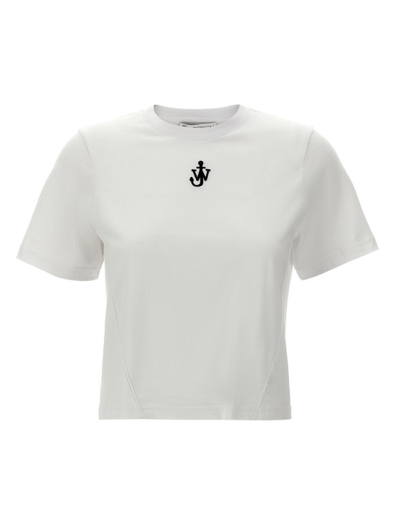 'Anchor embroidery pannelled cropped' T-shirt #1
