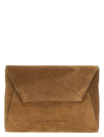 Monile suede clutch bag
