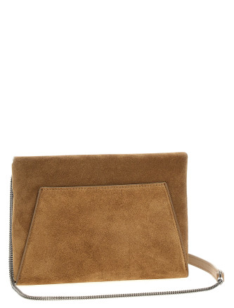 Monile suede clutch bag #