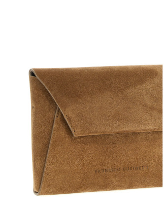 Monile suede clutch bag #