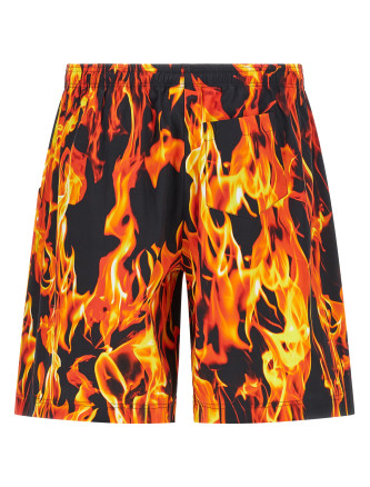 'Black & Orange Fire' bermuda shorts #