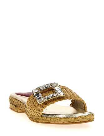 Raffia jewel sandals #