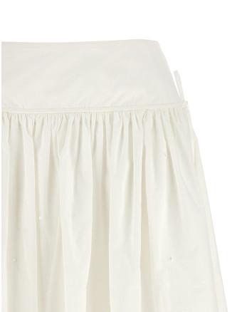 'White Cotton Embroidered Midi' skirt #