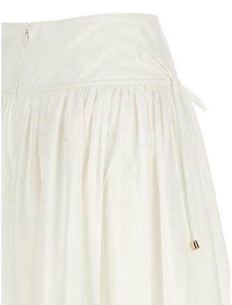 'White Cotton Embroidered Midi' skirt #