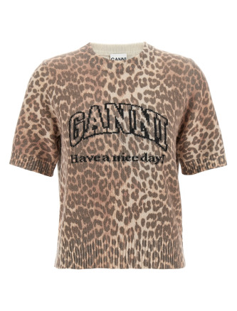 'Leopard Wool Mix' T-shirt
