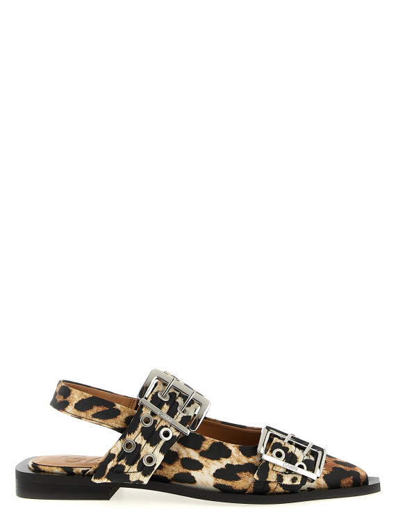 'Leopard Satin Feminine Buckle' slingback #1