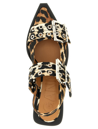 'Leopard Satin Feminine Buckle' slingback #