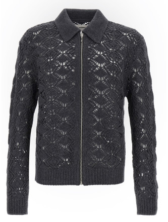 Openwork wool cardigan