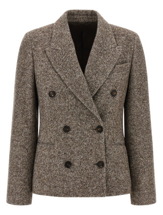 Double-breasted silk blend blazer