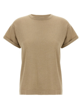 Lamé cashmere t-shirt