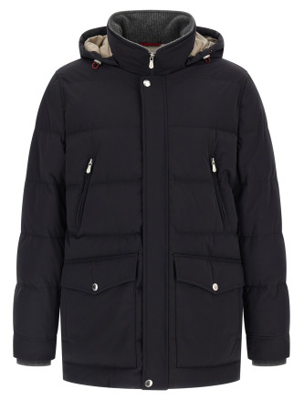 Knit insert down jacket