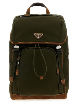 Re-Nylon and suede backpack