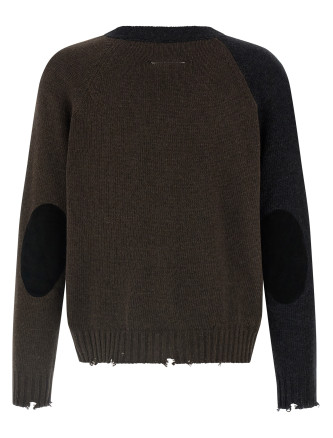 Two-tone suede patch cardigan #