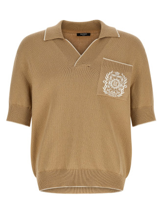 'Balmain Stemma' embroidery polo shirt
