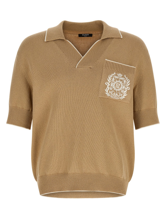 'Balmain Stemma' embroidery polo shirt #1