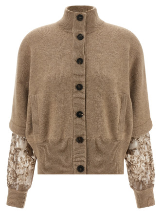 Sequin sleeve cardigan