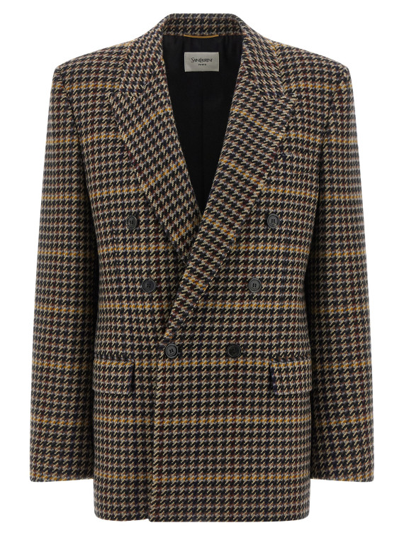 Double-breasted houndstooth blazer #1
