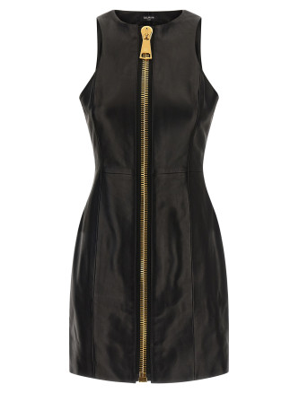 Maxi zip leather dress