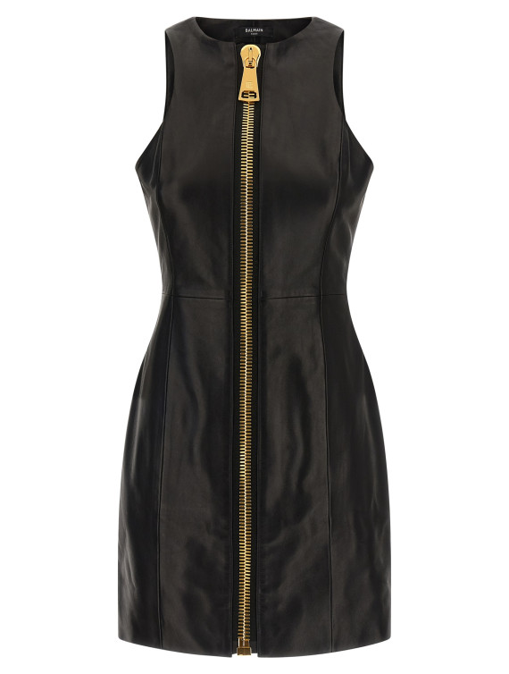 Maxi zip leather dress #1