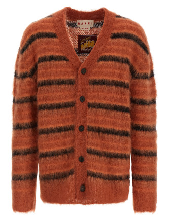 Brushed striped cardigan