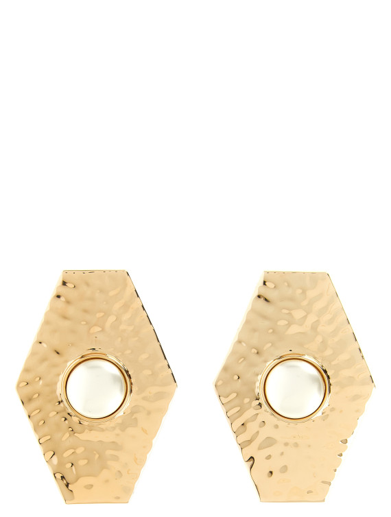 'Large Hammered Gold Pearl' earrings #1