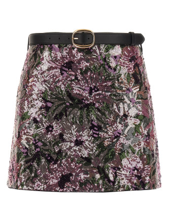 'Floral Sequin Mini' skirt
