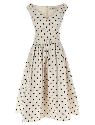 'Cream Polka Dot Cotton Midi' dress
