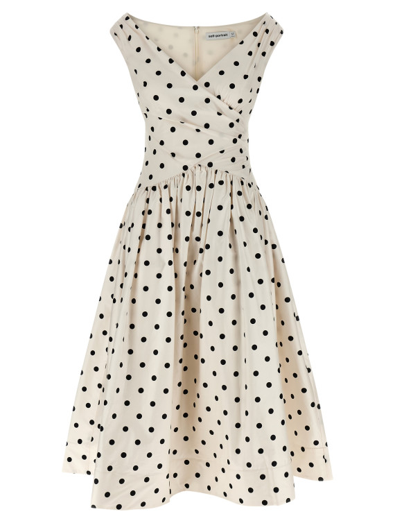 'Cream Polka Dot Cotton Midi' dress #1