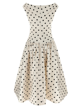 'Cream Polka Dot Cotton Midi' dress #