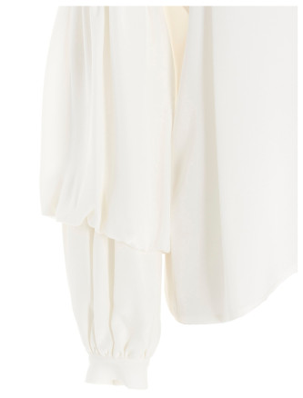 Puff-sleeve silk shirt #