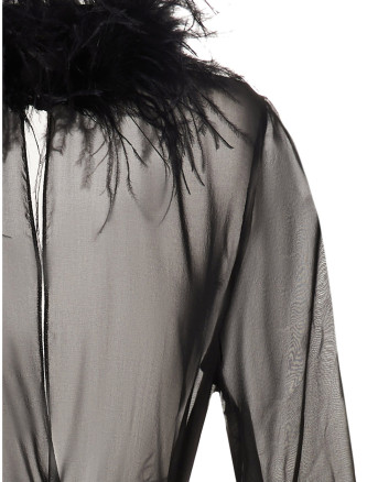Feather silk dressing gown #