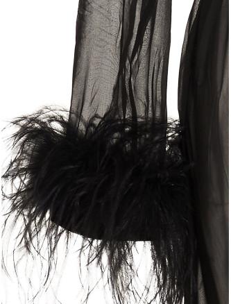 Feather silk dressing gown #