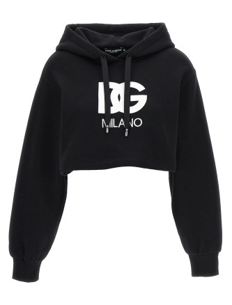 Logo embroidery cropped hoodie