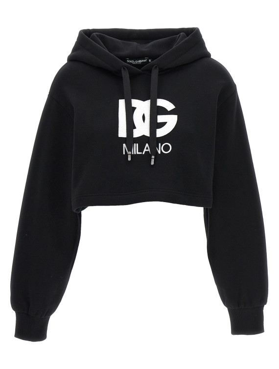 Logo embroidery cropped hoodie #1