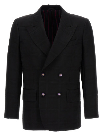 Check double-breasted blazer