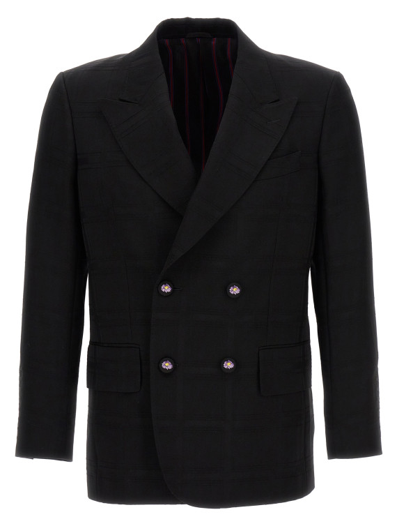 Check double-breasted blazer #1