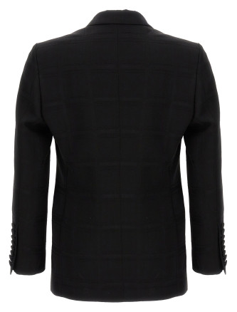 Check double-breasted blazer #