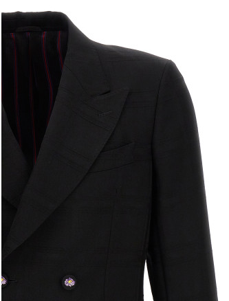 Check double-breasted blazer #